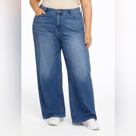 HALARA Denim - Halara Flex Denim Asymmetrical Fly Soft Stretchy Wide Leg Jeans Size 16 XL